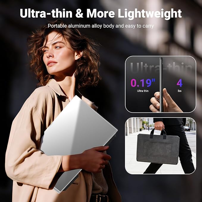 15.6" One-Cable Laptop Screen Extender, Ultra-Thin 1080P FHD Triple Portable Monitor, Travel Monitor for 13–17.3" Laptop, USB-C/USB-A Connection, Dual Monitor for Mac/Windows/Android(Driver Required) - Image 7