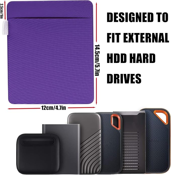 RIVEENY Pocket Pouch for Laptop with Reusable Adhesive, Portable Hard Drive Sleeve for Laptop, SSD Solid State Drive, Stick on External Hard Drive Carrying Case - Image 5