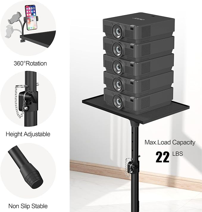 Facilife Projector Stand - Adjustable Height 22 to 63 Inches, Tripod for Laptop & Projector, Outdoor Movies - Image 7
