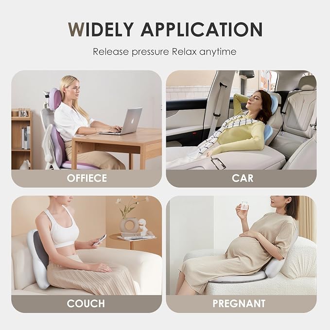 Lumbar Support with Car headrest Back Pillow for Chairs Headrest Pillow for Car Ergonomic Ultrathick Memory Foam Back Pillow for Office Chair (Beige Grey) - Image 6