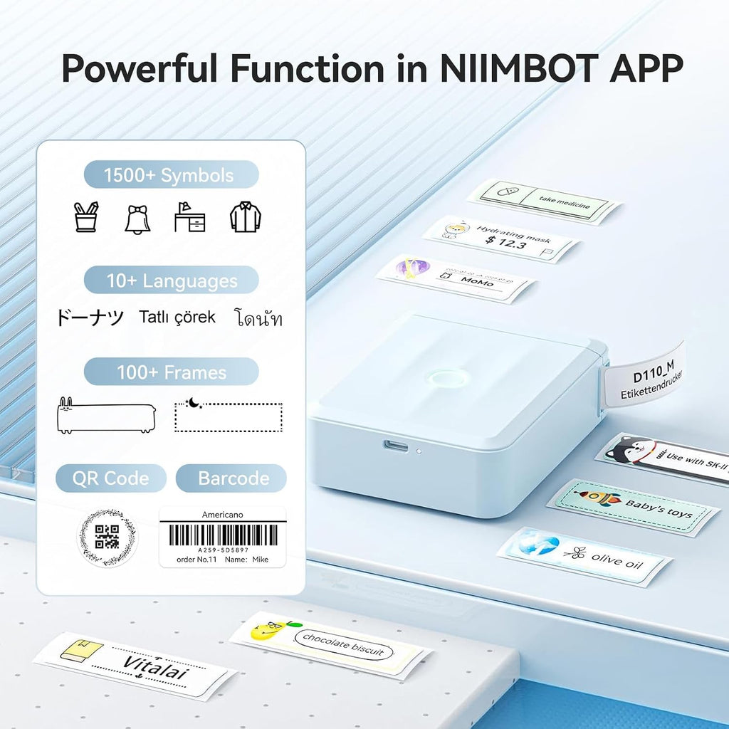 NIIMBOT D110 Bluetooth Label Maker Machine with 1Tape for Home Use, Blue - Image 5