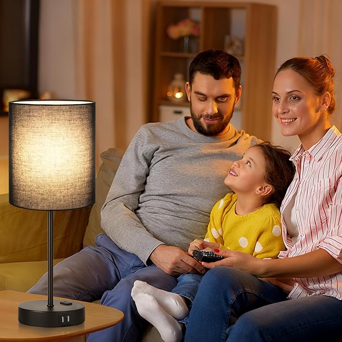 Lynnoland 2 Pack Touch Control Table Lamps with 2 USB & AC Outlet, 3-Way Dimmable Bedside Nightstand Lamps for Bedroom Living Room Nursery, 800 Lumens 3000K Warmlight Bulbs Included - Image 6