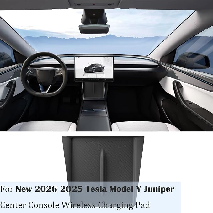 Wireless Charging Pad for 2025-2026 Tesla Model Y Juniper, Ultra-Thin Model Y Juniper Protective Silicone Mat Cover Accessories (Black) - Image 2