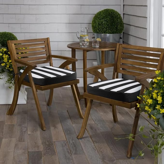 idee-home Outdoor Chair Cushions Set of 2, 17" x 17" D-Shaped | Thick Outdoor Seat Cushions Waterproof Patio Furniture with Ties Dining Pads - Image 8