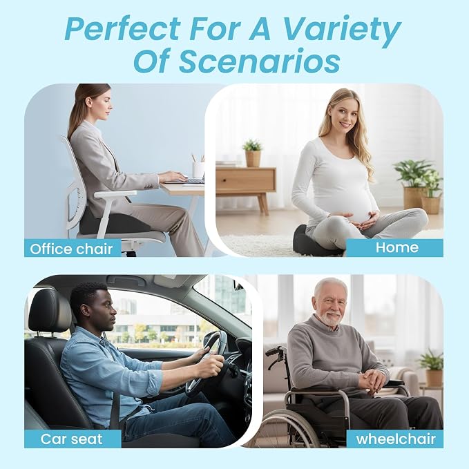 Seat Cushion,Ergonomic Chair Cushions for Sit Bone Tailbone Pain Relief,Sciatica & Back Support,Memory Foam Butt Pillow for Office,Car,Home,Gaming,Wheelchair - Image 9