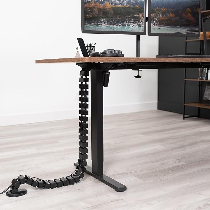VIVO Standing Desk Vertebrae Magnetic Cable Management Kit, Adjustable Quad Entry Flexible Spine Wire Organizer Cord Snake for Home Office, Black, DESK-AC01M - Image 2