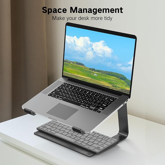 Tonmom Laptop Stand for Desk, Aluminum Laptop Riser Holder | Removable Metal Notebook Stand Ventilated Cooling Computer Riser Compatible with 10-15.6” Laptops - Image 5
