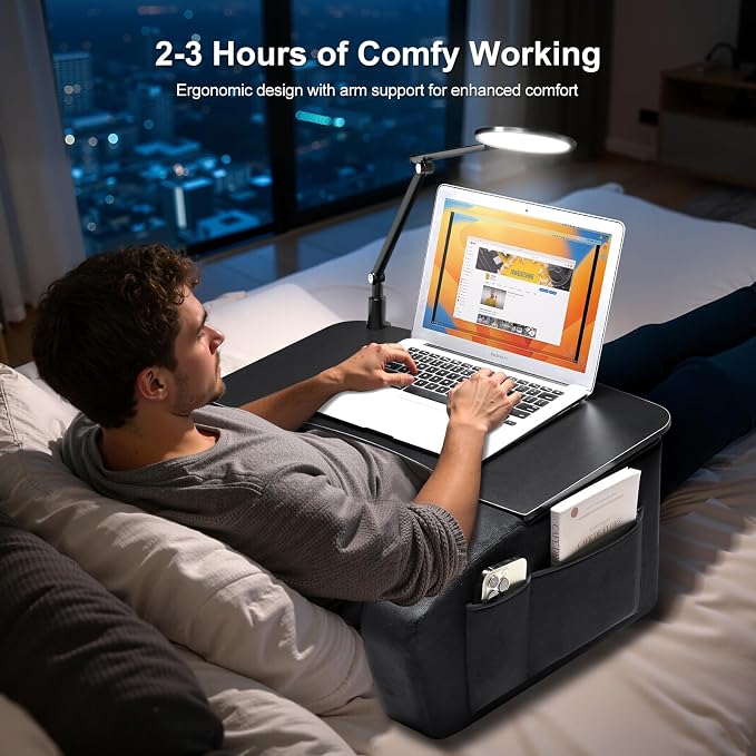 OPTIXCELL Lap Desk with Arm Rest, Ergonomic 17" Laptop Desk for Bed & Couch | Ergonomic EPP Memory Foam Armrests, Sturdy 44lbs Capacity, Wobble-Free, for Reading, Writing, Gaming, Eating, Working - Image 2