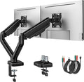 monTEK Dual Monitor Arm with USB Ports for 17-32" Screen up to 19.8 lbs | USB/audio ports for workspace, mechanical spring, full motion for flat/curved screens, clamp/grommet bases and VESA 75/100 by monTEK