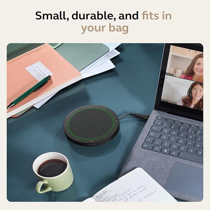 Jabra Speak2 75 (2025 Edition) Wireless Bluetooth Speakerphone - 4 Noise-Cancelling Mics, 65mm Speakers - New Linking Feature - USB-A & USB-C Adapter - Certified for Microsoft Teams - Dark Grey - Image 6
