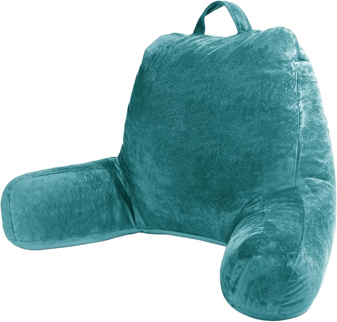Sasttie Reading Pillow for Bed, Back Pillow for Sitting Up, Teal Blue | 18" Backrest Support Cushion for Couch, Sofa, and Floor, Dorm Essentials, OEKO-TEX, Adjustable Down Alternative Fill by SASTTIE