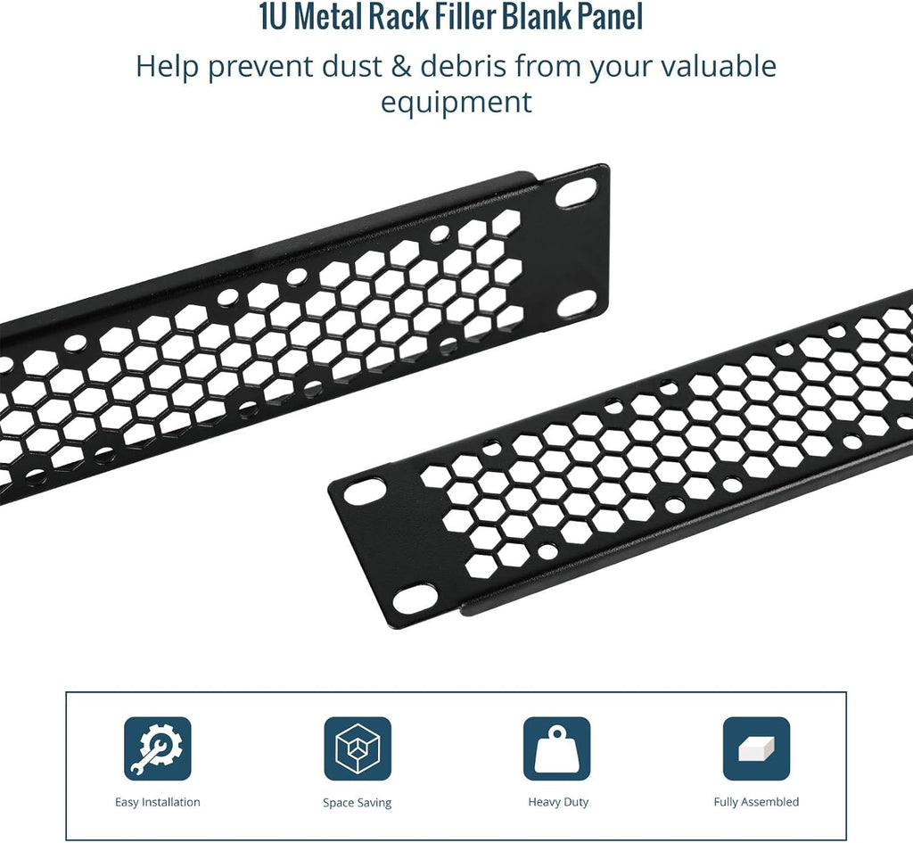 Tecmojo 2 Pack Vented 1U Blank Rack Mount Panel, Steel Patch Panel Filler for 10" Server Rack, Network Cabinet, Data Center, Home Labs, Black - Image 6