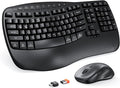 MEETION Ergonomic Wireless Keyboard and Mouse Combo with Wave Keys | Natural wave keys, hard wrist rest, 2.4G USB receiver, full-size layout, 4 DPI optical mouse, for Windows, Mac, desktop PC by MEETION