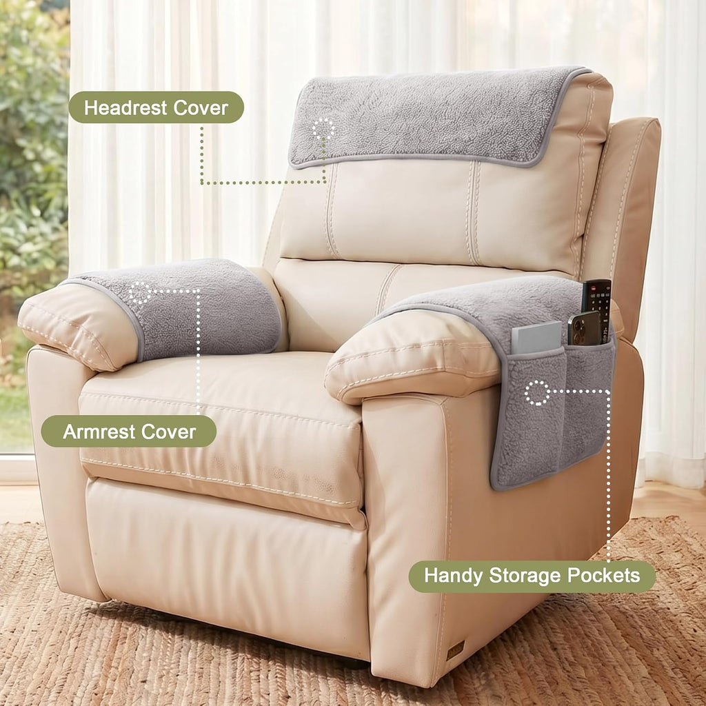 Universal Sherpa Recliner & Armchair Covers with Pockets - Image 3