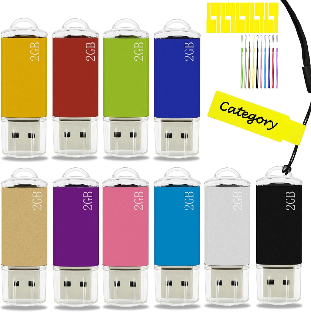 Thumb Drive 2GB USB Flash Drive 10 Pack Nicepicten USB Storage Flash Drives by Nicepicten