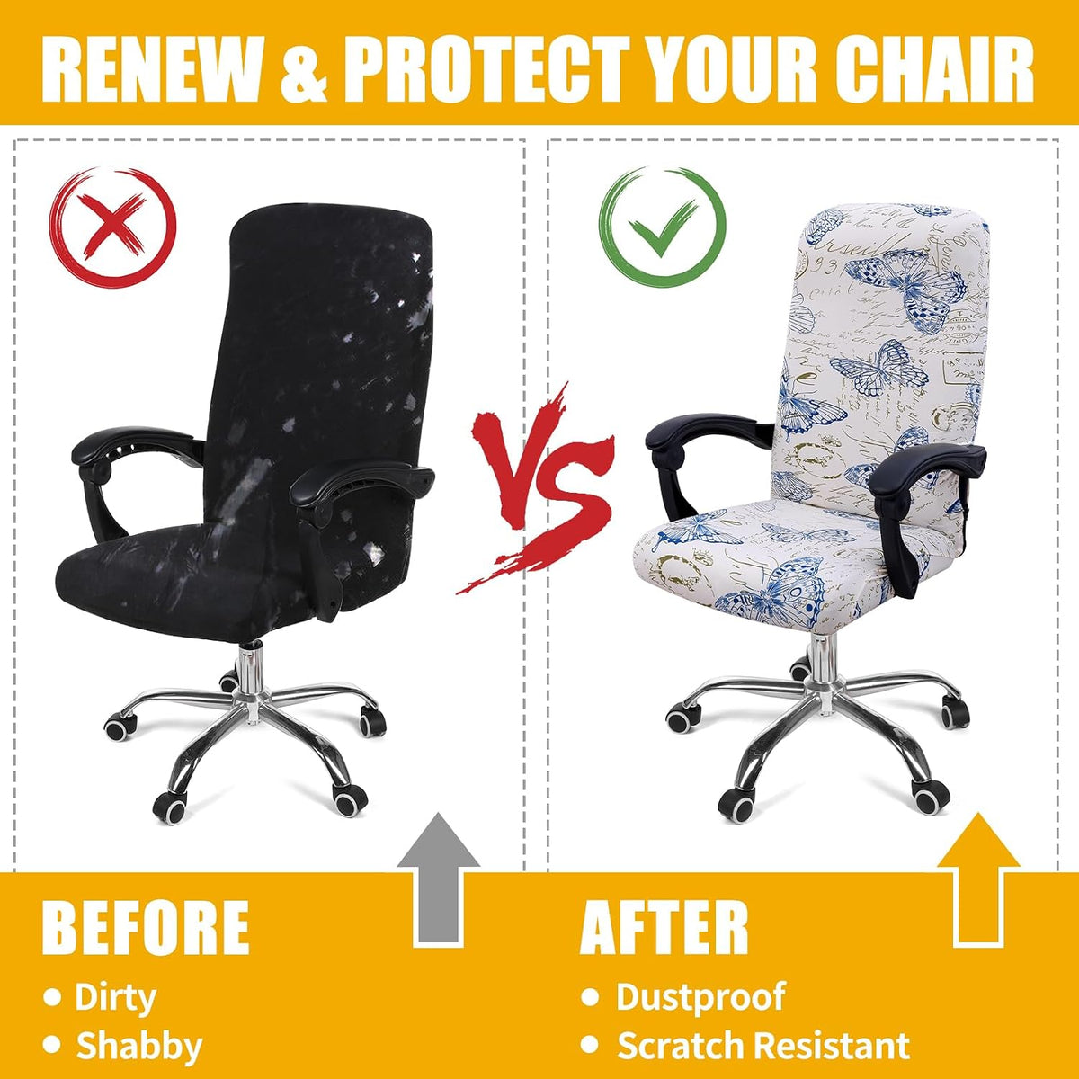 Smiry Stretch Printed Office Computer Desk Chair Covers, White - Image 7