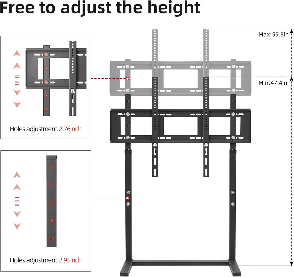 unho Against The Wall TV Stand Floor for 32-85 inch TVs No Drilling - Image 4