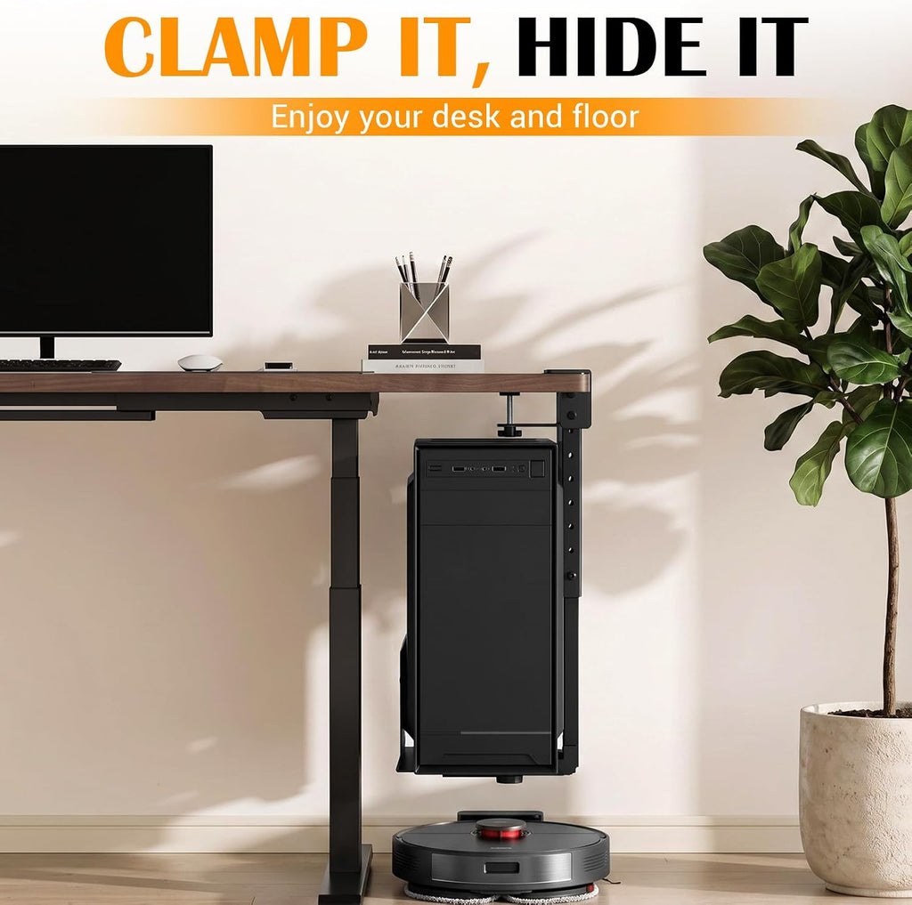 Hicarer Under Desk PC Mount Clamp on PC Tower Stand Adjustable No Drilling - Image 6