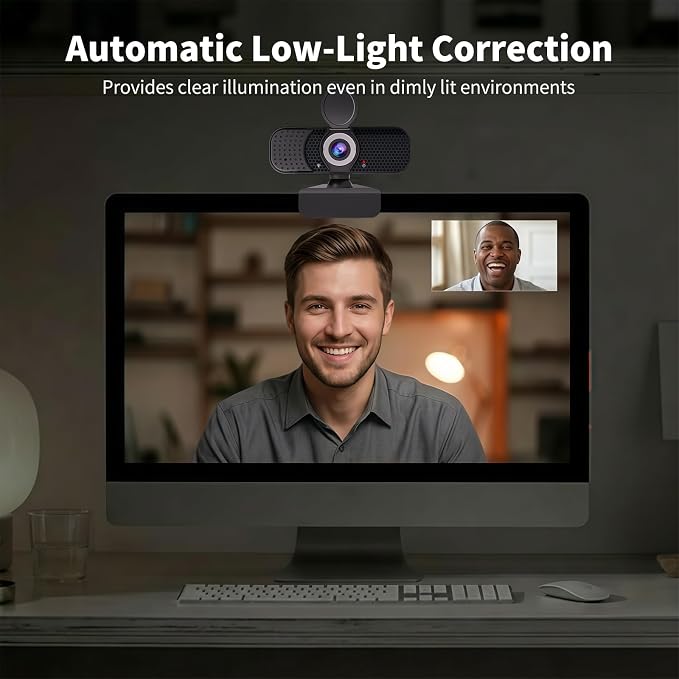 4K Webcam with Autofocus & Tripod, Camera for PC Laptop with Dual Microphone, USB Computer Camera with Low Light Correction, Auto White Balance, Video Camera for Streaming, Meetings, Office, Zoom - Image 8