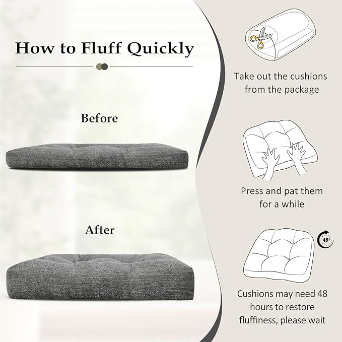 downluxe Chair Cushions for Dining Chairs 4 Pack, Tufted Indoor Chair Pads with Non-Slip Bottom, U-Shaped Kitchen Chair Cushions, 18"x18"x4", Dark Grey - Image 6