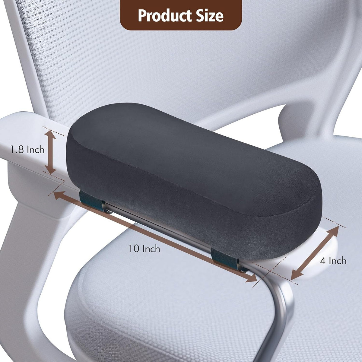 2-Pack Non-Slip Armrest Pads for Office & Gaming Chairs - Ergonomic Forearm Support Pillow for Desk, Computer & Wheelchair, Pressure Relief Cushions (Dark Gray) - Image 2