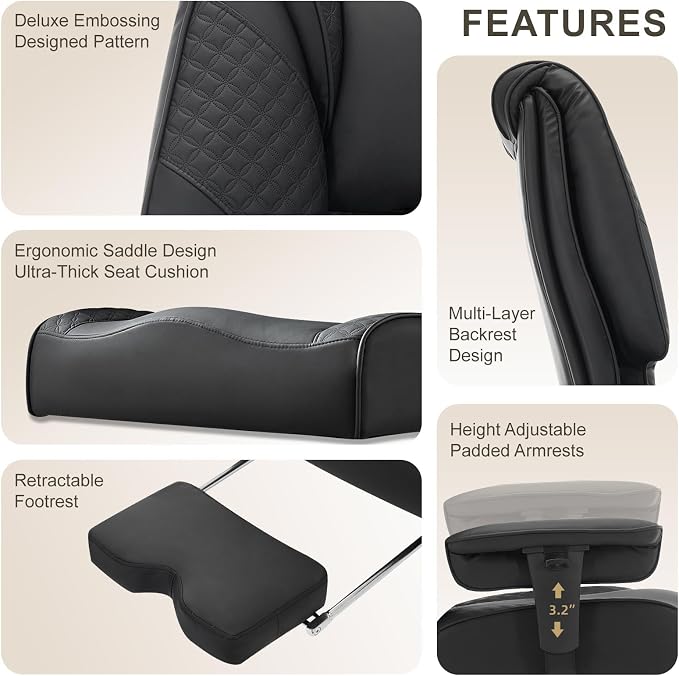 EXCEBET Big and Tall Office Chair 400lbs Wide Seat, Leather High Back Executive Office Chair with Foot Rest, Ergonomic Chairs Lumbar Support for Lower Back Pain Relief (Black) - Image 8
