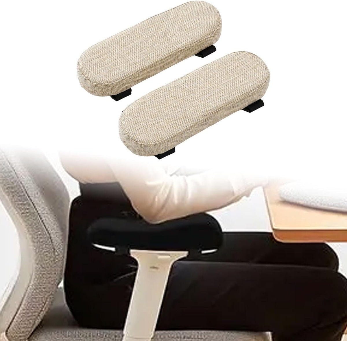 Office Chair Armrest Pad Elbow Cushion Thick Removable Cover Desk Chair Armrest Cushion Arm Padding for Recliners Sofa Home, Beige - Image 5