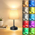 Wowag Small Cordless Table Lamp Rechargeable,5000mAh Battery Operated Desk Lamp,3 Colors & 7 RGB Stepless Dimmable,Touch Ambient Light for Bedside,Bedroom,Dining Room,Living Room,Black,FlaxenShade by Wowag