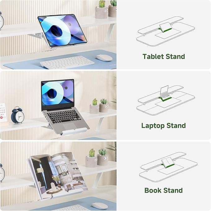 GTPLAYER Electric Standing Desk with Drawers, 55 x 24 Inches Height Adjustable Computer Desk with Monitor Stand, Laptop Stand, Sit Stand up Desk with Memory Preset for Home, Office, White - Image 7