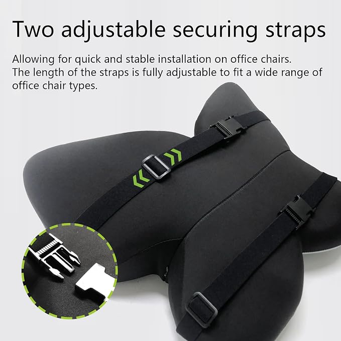 Memory Foam Lumbar Support Pillow,Back Support for Office Chair,Back Pillow for Chair,Ergonomic Lower Back Cushion for Desk Chair,Computer Chair,Gaming Chair and Car Seat,Washable Cover（Black） - Image 8