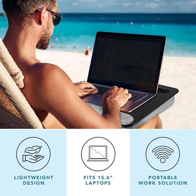 LAPGEAR Portable Laptop Lap Desk – Black, Fits 15.6" Laptops - Image 2