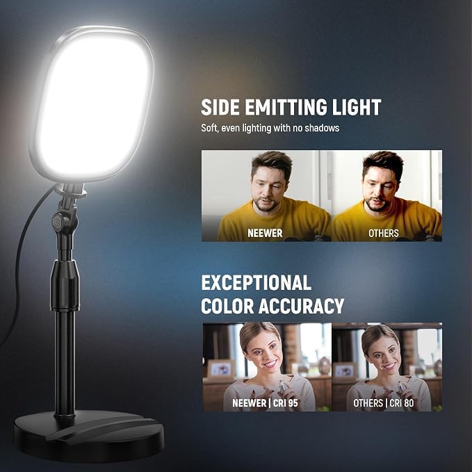 NEEWER Basics 2 Pack 5" Full Screen LED Ring Light with Stands for Desk Video Conference, 10W Bi Color Edge Lit Computer Laptop Webcam Zoom Calls Lighting Streaming Phone Recording, CRI95, NL10 - Image 3