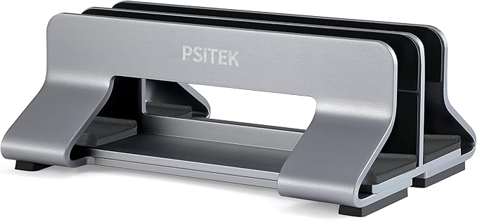 Aluminum Dual Vertical Laptop Stand Dock Holder, Supports 2 Devices, Adjustable Slot Width 15-36mm, Space-Saving Upright Storage for MacBook and Laptops - Image 6