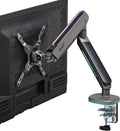 AVLT Single 27”-45” RGB Gaming Monitor Arm Desk Mount - Dark Gray | 20 Lighting Modes Touch Button Control Fits Flat/Curved/Ultrawide Screens Height Swivel Tilt Rotation Adjustable Stand by AVLT-USA
