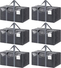 6 Pack Extra Heavy Duty Large Moving Bags with Strong Zipper, Gray | Comfortable Handles, Sturdy & Durable Clothes Storage Bags Totes Bins, Blue Packing Moving Boxes for College Supplies by Fygrip