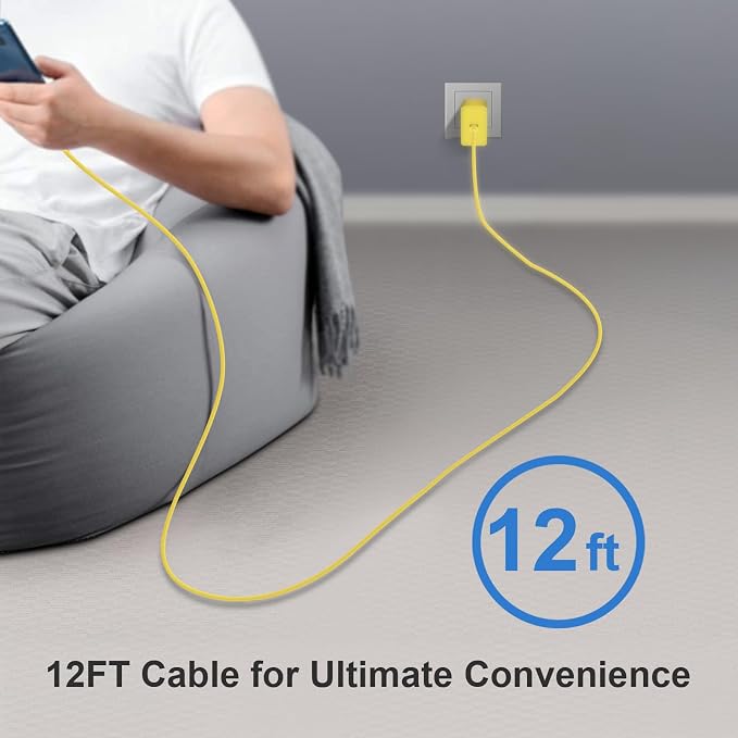 USB C Charger Type C Charger Fast Charging Long 12FT 45W Samsung Charger | for iPhone Air/17 Plus/17 Pro/17 Pro Max/16 Plus/16 Pro Max/15 Pro Max/iPad Pros/Samsung Galaxy S26/S25,Android(Yellow) - Image 6