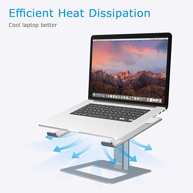 BoYata Laptop Stand, Height Adjustable Laptop Riser for 11-17" Laptops | Ergonomic Laptop Stand for Desk, Ventilated with U-Shaped Open Design, Sturdy Notebook Stand for 10-17'' Laptops, Grey - Image 5