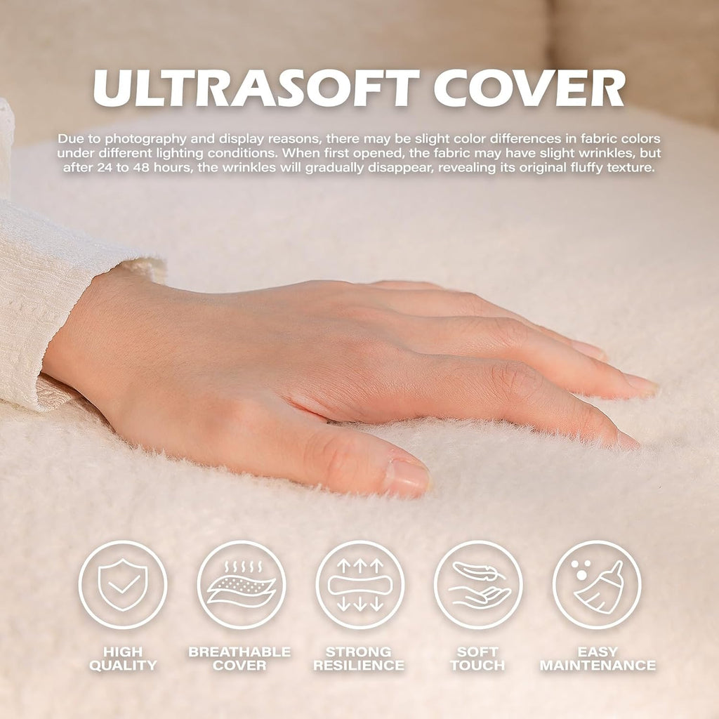 Giant Bean Bag Chair for Adults, Teens and Kids, Cozy Fluffy Corduroy Beanbag Chair with Filler, Large Floor Lounge Sofa for Living Room, Bedroom, Dorm, Gaming and Reading(L-Ivory) - Image 5