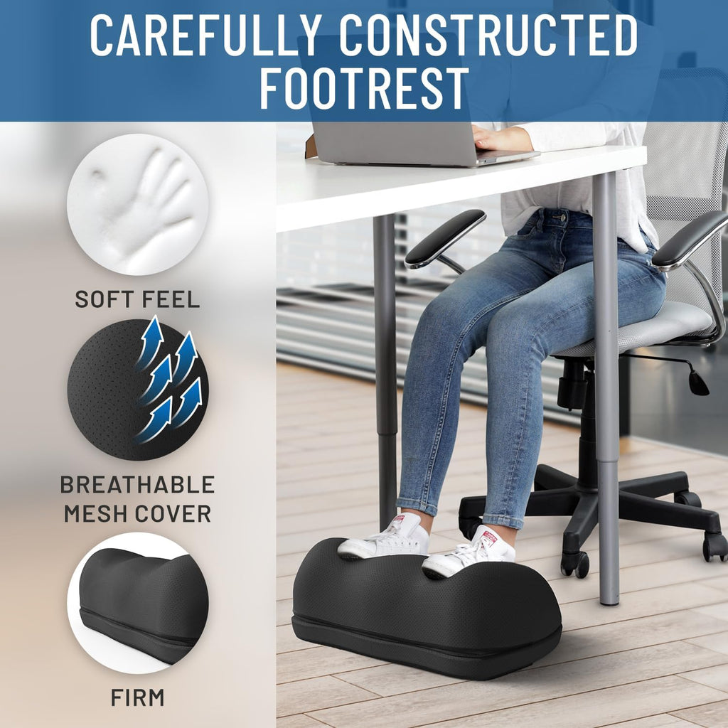 Everlasting Comfort Adjustable Cloud Foot Rest for Under Desk at Work with Pressure Point Nodes - Comfortable Memory Foam Office Foot Stool & Desk Pillow, Gaming & Home Accessories - Image 3