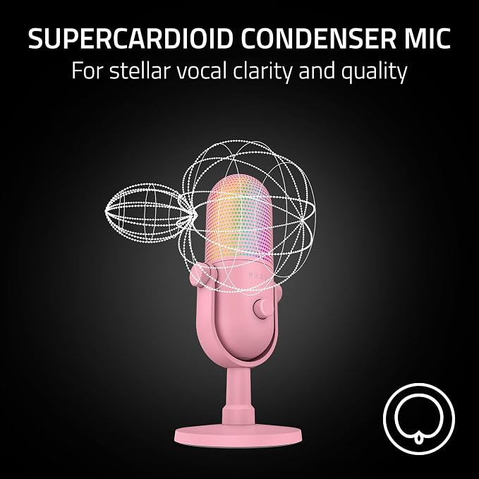 Razer Seiren V3 Chroma RGB, Stream & Game Reactive, USB Microphone, Pink | Tap-to-Mute Sensor, Condenser Mic, Digital Gain Limiter & Shock Absorber, Works with OBS, Discord, Zoom, Teams - Image 4
