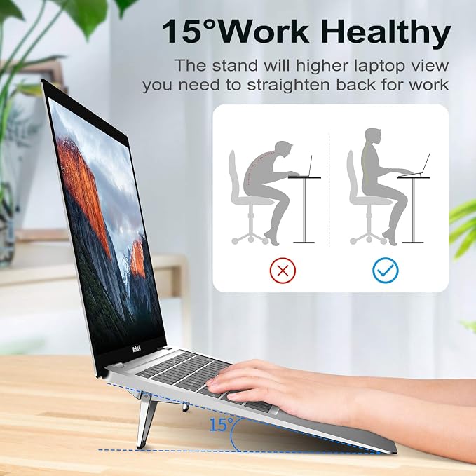 Laptop Stand for Desk, Portable Anti-Slip Keyboard Riser, Zinc Alloy Keyboard Stands, Computer Stand Compatible with MacBook Air/Pro, 10-15.6 Inches Laptops and Keyboards (Sliver) - Image 6