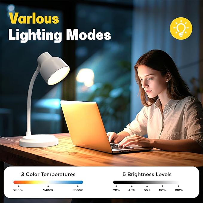 LED Desk Lamp with 96 LEDs,High lumens Table lamp | Desk Lamp for Office Home,4 Brightness Dimmable Flexible Table Lamp,Reading Light for Bedside, Office, and Study Desk Use - Image 2