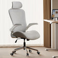 Grey Ergonomic Home Office Desk Chair, Premium Thickened Leather Curved seat with Breathable mesh Back, 3D headrest and Adjustable Lumbar Support, Ideal Chair for Office or Gaming, Gray by VOTRENIX