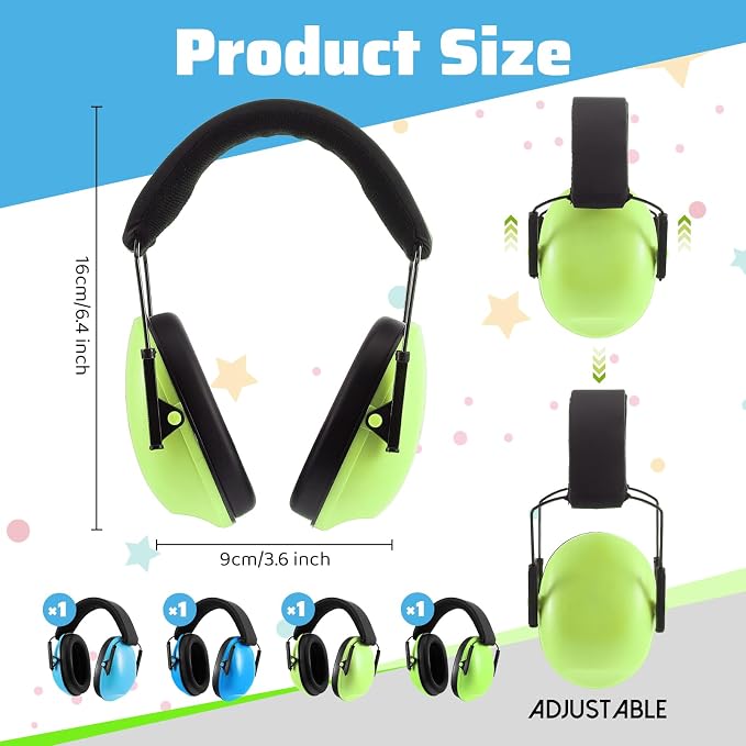 4 Pcs Kids Ear Protection Noise Cancelling Headphones Noise Reduction Ear Muffs 27dB Hearing Protection (4 Colors) - Image 2