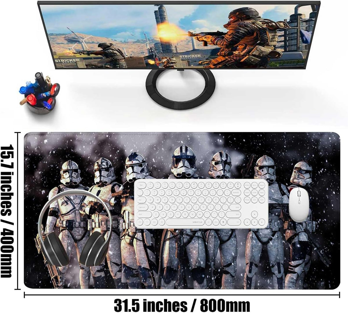 Extra Large Gaming Mouse Pad Design Desk Pad XXL,Mousepad with Non-Slip Rubber Base & Stitched Edges Mouse Mat,Portable Desk Mat for Computer Keyboard Mice Laptop and PC,31.5X15.7 inches - Image 2