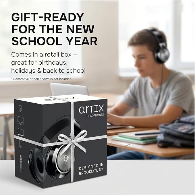 ARTIX CL750 Wired Headphones with Mic — Noise Isolating On-Ear Headphones for Computer and Laptop Wired, Plug in Corded Headphone with Wire (Foldable, Aux Jack 3.5mm) - Image 3