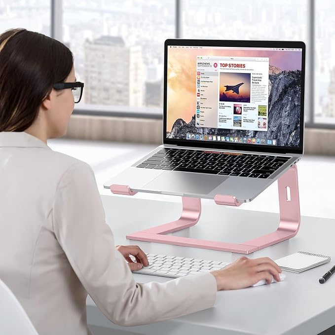 OMOTON Laptop Stand, Detachable Mount for MacBook Air/Pro Dell HP Rose Gold | 11-17" Laptop Holder for Desk, Notebook Computer Mount, Lightweight Cooling for Desk, Ergonomic Home Office - Image 7