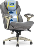 Serta Ergonomic Home Office Chair Pivot Lumbar Support, Leather Desk Chair | Claremont, Adjustable Arms, Height & Tilt, Foam Seat & Headrest Cushion, Work From Home Gaming Chair lower Back Pain, Gray by Serta