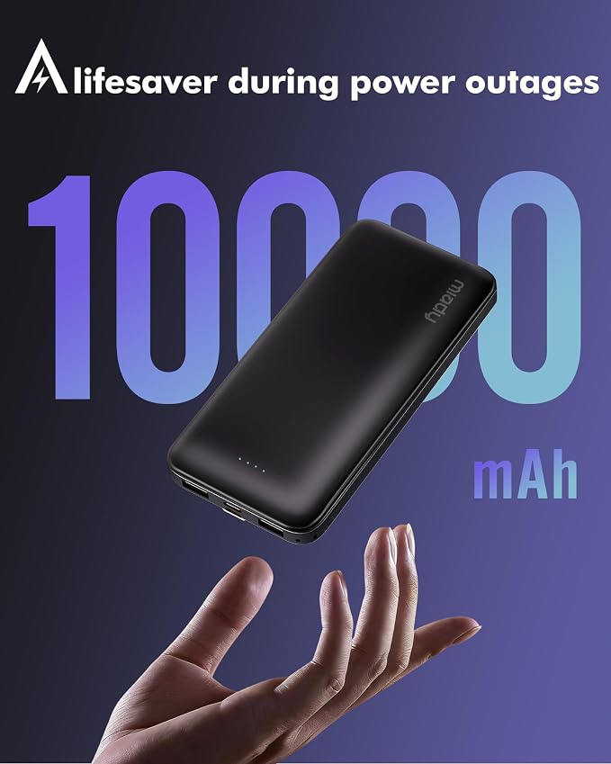 Miady 2-Pack Portable Charger, Slim 10000mAh Power Bank Travel Battery Pack | Dual USB丨3 Outputs 2 Inputs丨for Backpack Travel Camping丨Slim丨Compatible with iPhone Android etc丨Flight-Safe丨37Wh丨Green+Purple - Image 6