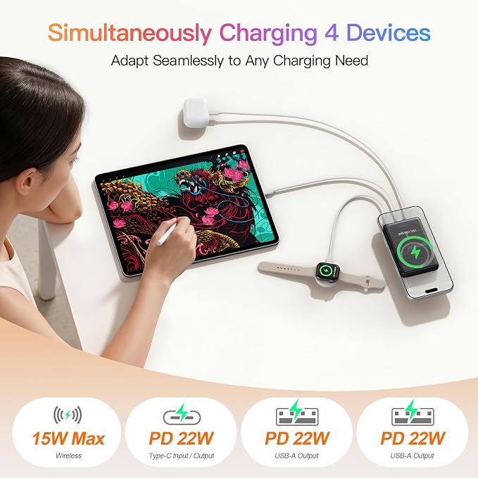 for MagSafe Power Bank 10000mAh,Ultra-Slim Magnetic Portable Charger | 20W USB-C Power Delivery,LED Display,Travel Essential for Magsafe Battery Pack Compatible with iPhone17 16 15 14 13 12 Series - Image 2